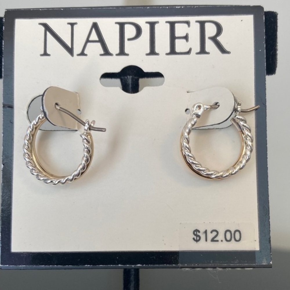Napier Twisted Silver Hoop Earrings